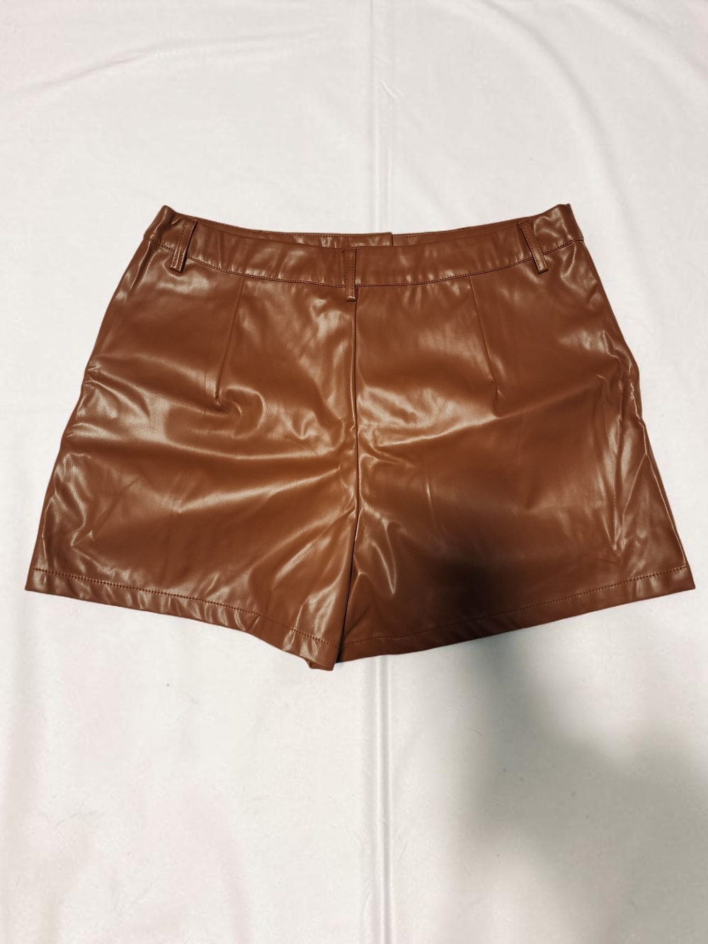 NWT Cupshe Brown Faux Leather Pleated Shorts